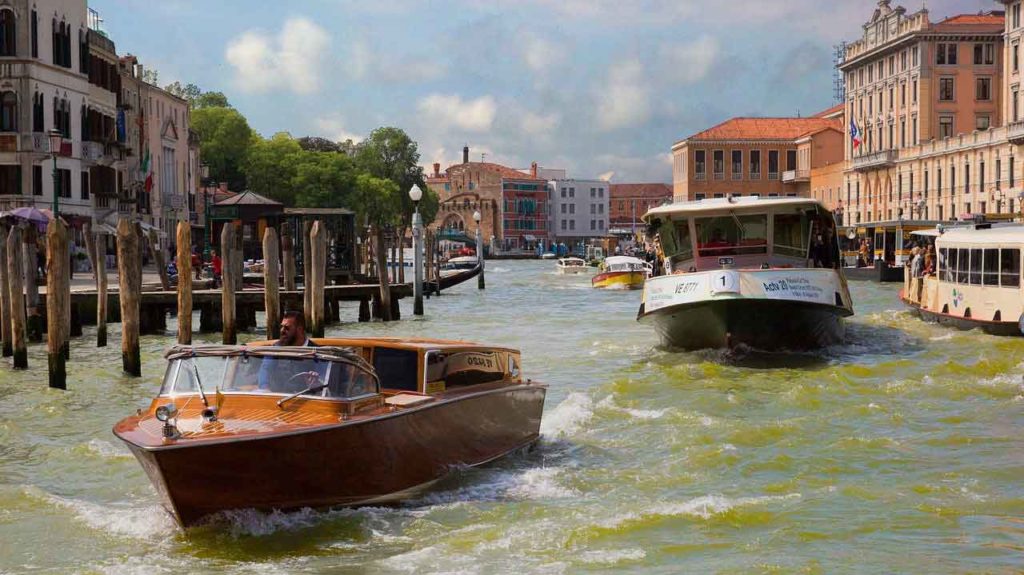 VENICE ITALY VENICE Vaporetto or waterbus carrying tourists and