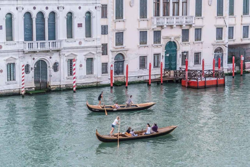 A hotel room with a view of the Grand Canal